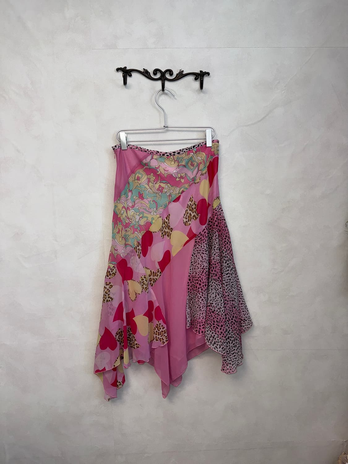 Pink kitsch leopard heart chiffon skirt 상품이미지3