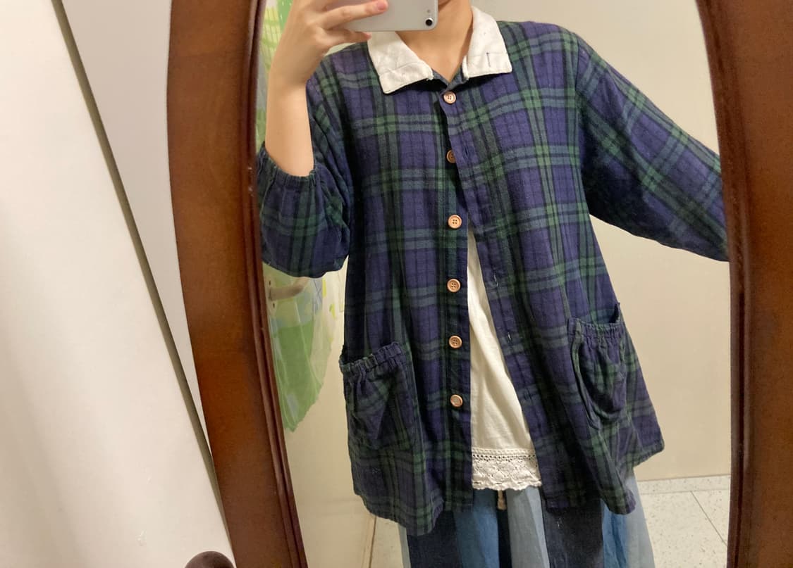 체크 우드 자켓 상품이미지3