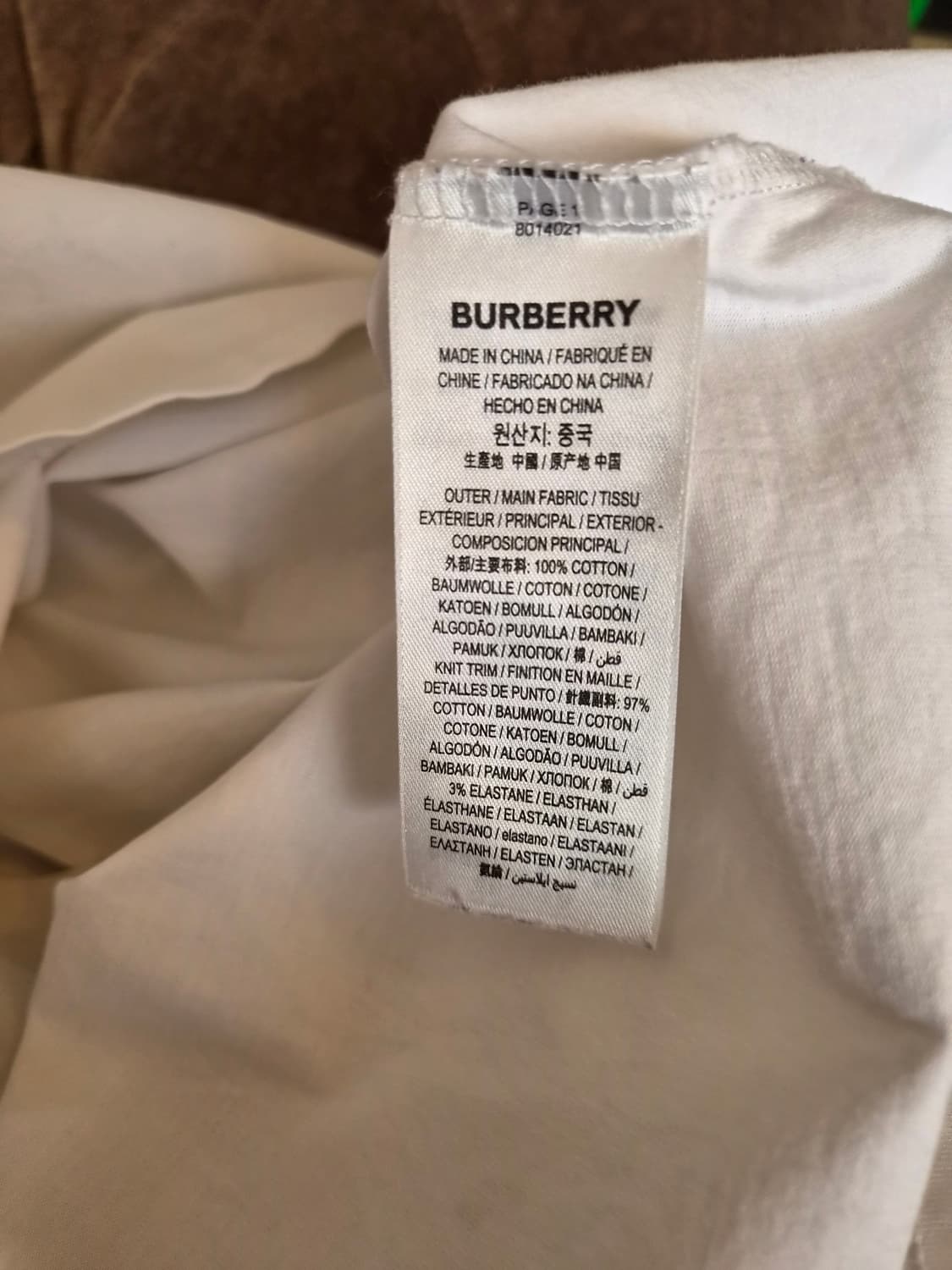 버버리 남성 화이트라운드반팔티셔츠 XL사이즈 상품이미지7