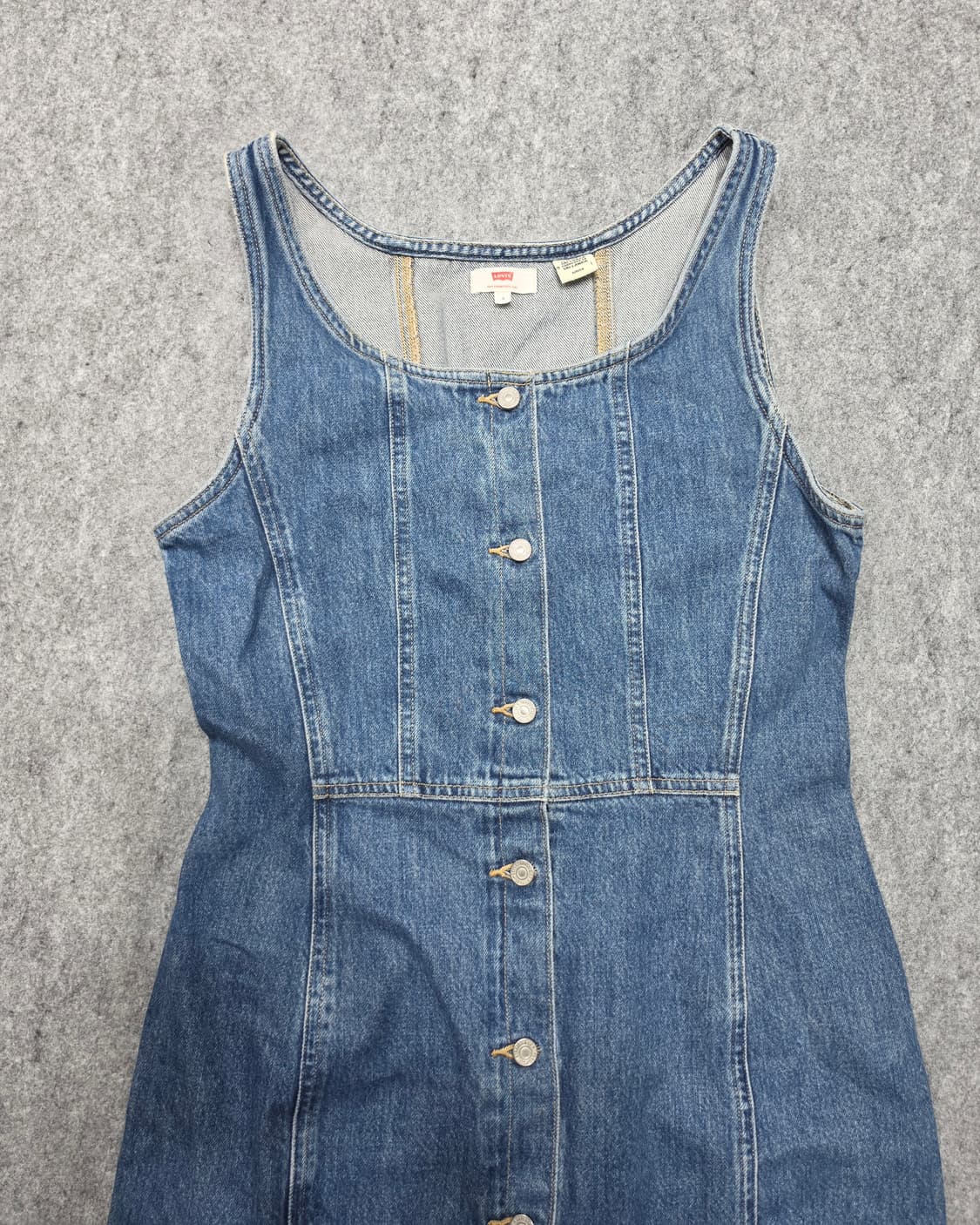 리바이스 버튼업 민소매 데님 원피스 청 원피스 치마 S 상품이미지3