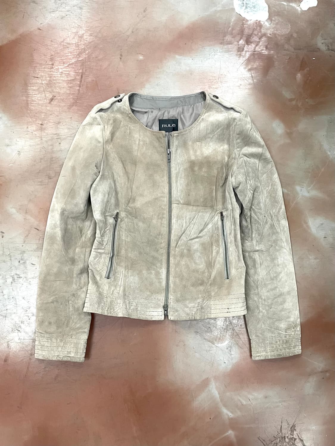 suede beige Zipper Details jacket 상품이미지3