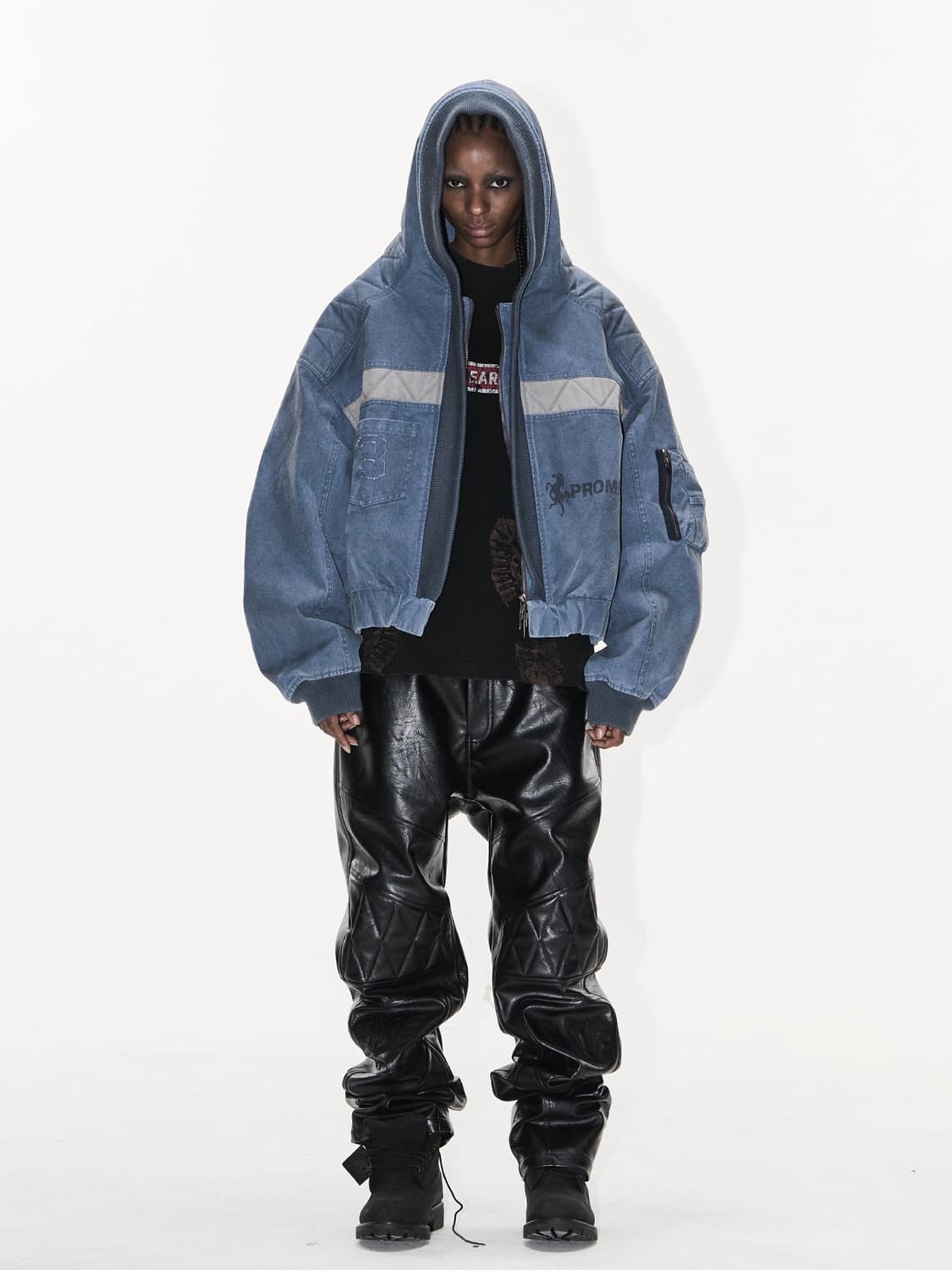 Blue Washed Workwear Hooded Bomber 상품이미지1