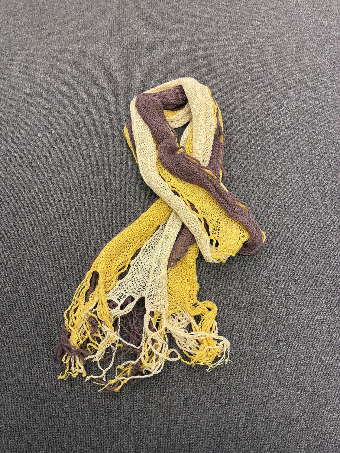 Japanese vintage 여성 배색 그물 머플러 상품이미지3