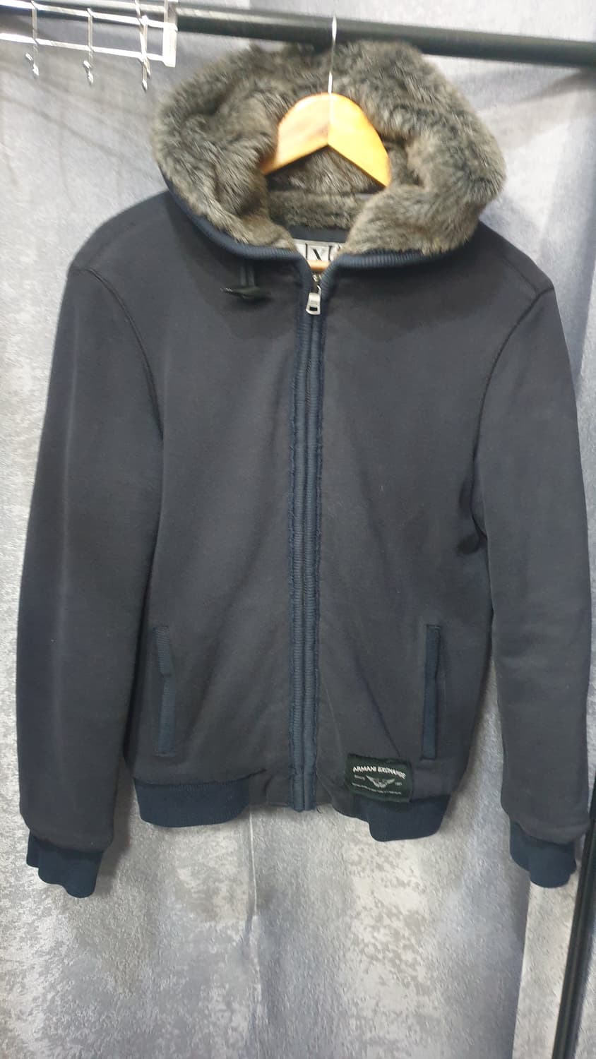 알마니Exchange 후드 퍼 집업 S 네이비 상품이미지2