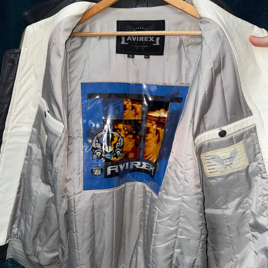 90s 아비렉스 NY 사이버 스컬 레더 바시티 자켓 (4XL)  상품이미지8