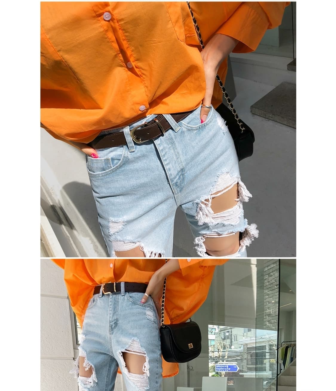 (새옷) 오렌지 루즈핏 셔츠 상품이미지3