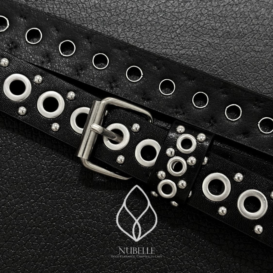 🌗 Eyelet stud belt / 아일렛 스터드 가죽 벨트 상품이미지4