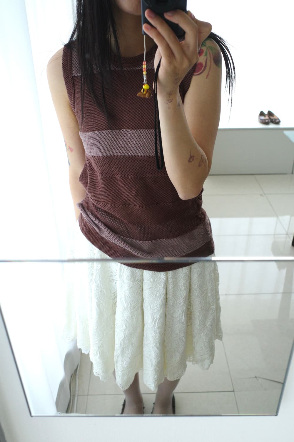 Mesh stripe sleeveless 상품이미지2