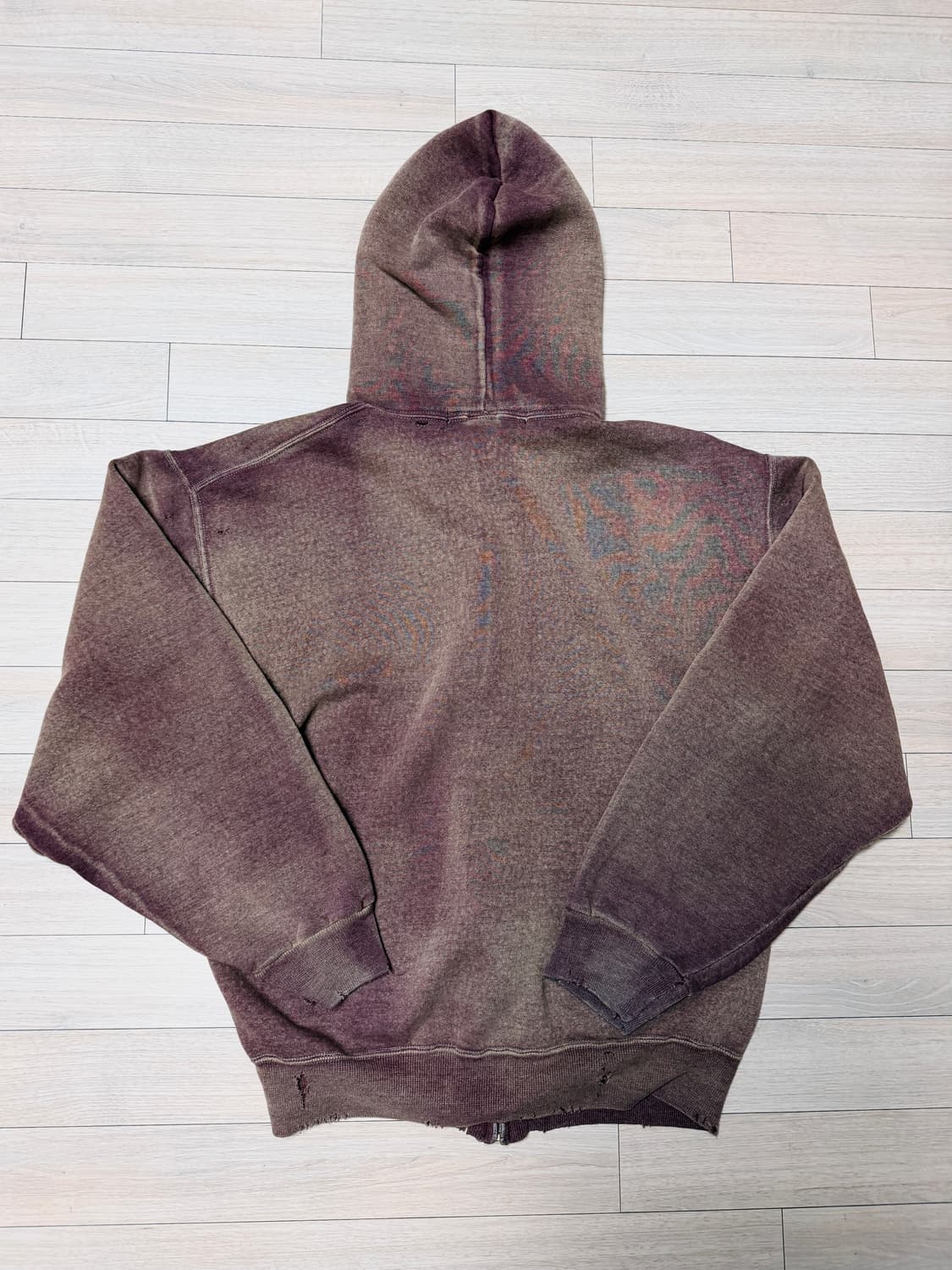 80s 러셀 디스트레드 후드집업 더스티 퍼플/브라운 OS USA 상품이미지2