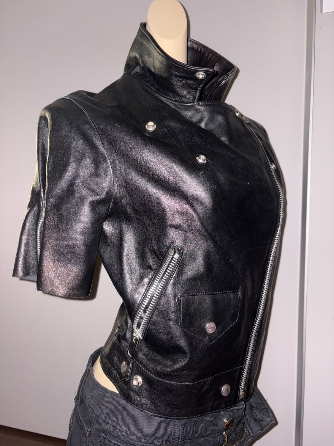 Leather highneck jacket 하이넥 가죽 라이더자켓 락시크 상품이미지2