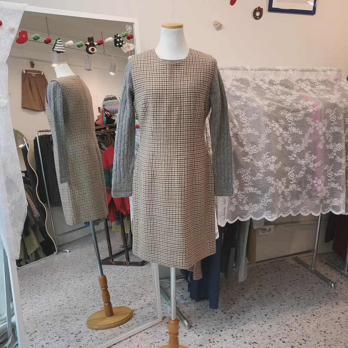 Hacy club 하운드투스체크 모직 원피스 상품이미지2