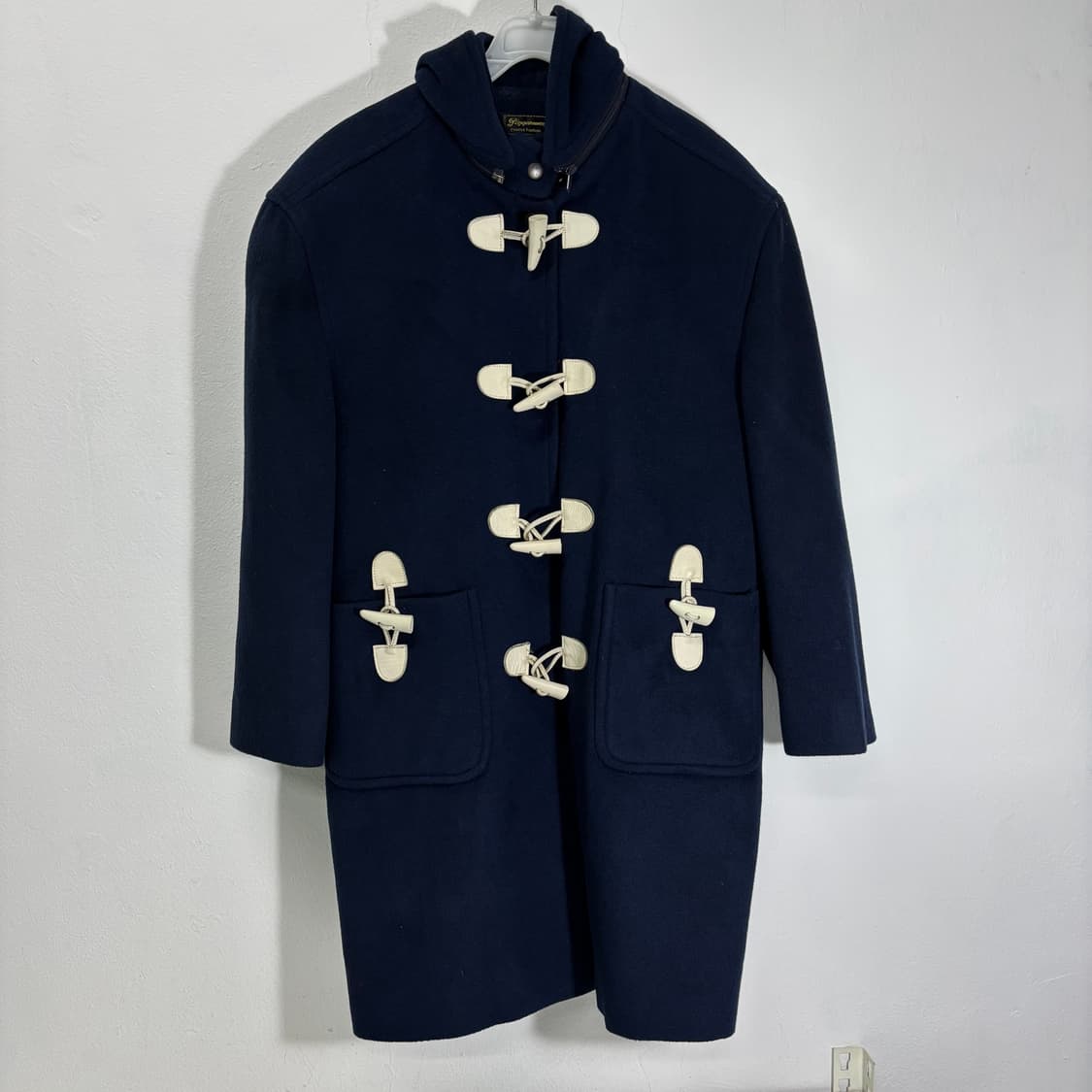 우먼L 빈티지 네이비 더플포인트 후드더플코트 상품이미지1