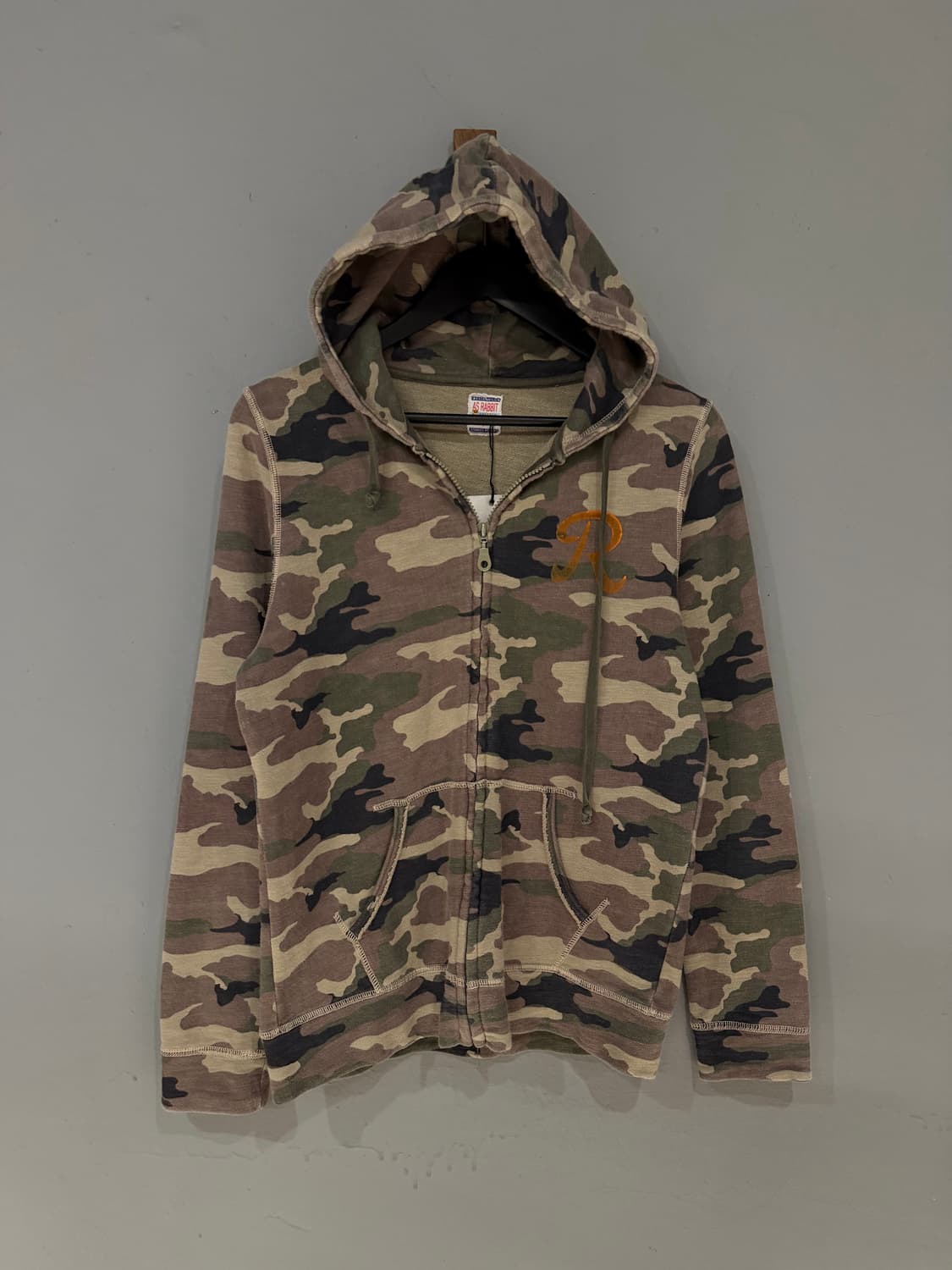 camo pattern stitch detail hood zip-up 상품이미지5