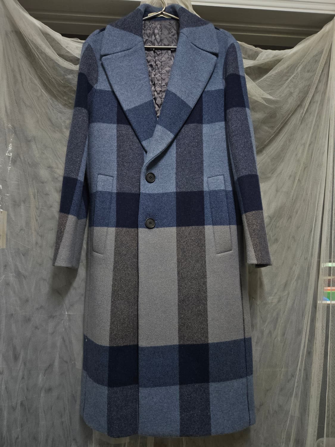 본 bon 체크 롱 코트 상품이미지1