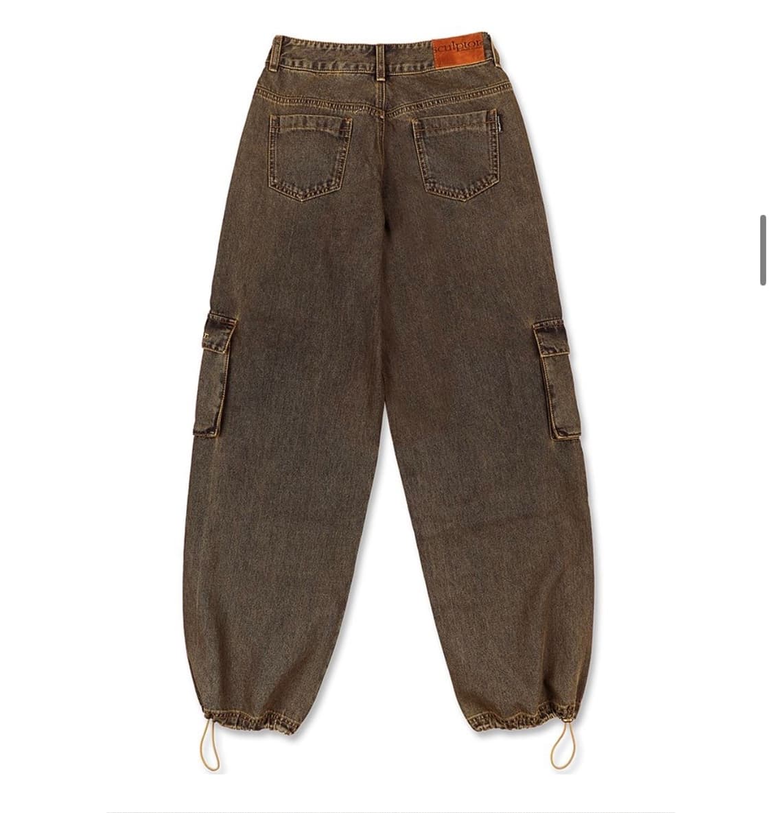 스컬프터 카고 조거팬츠 워시드 데님 S (브라운-인디고) 상품이미지2