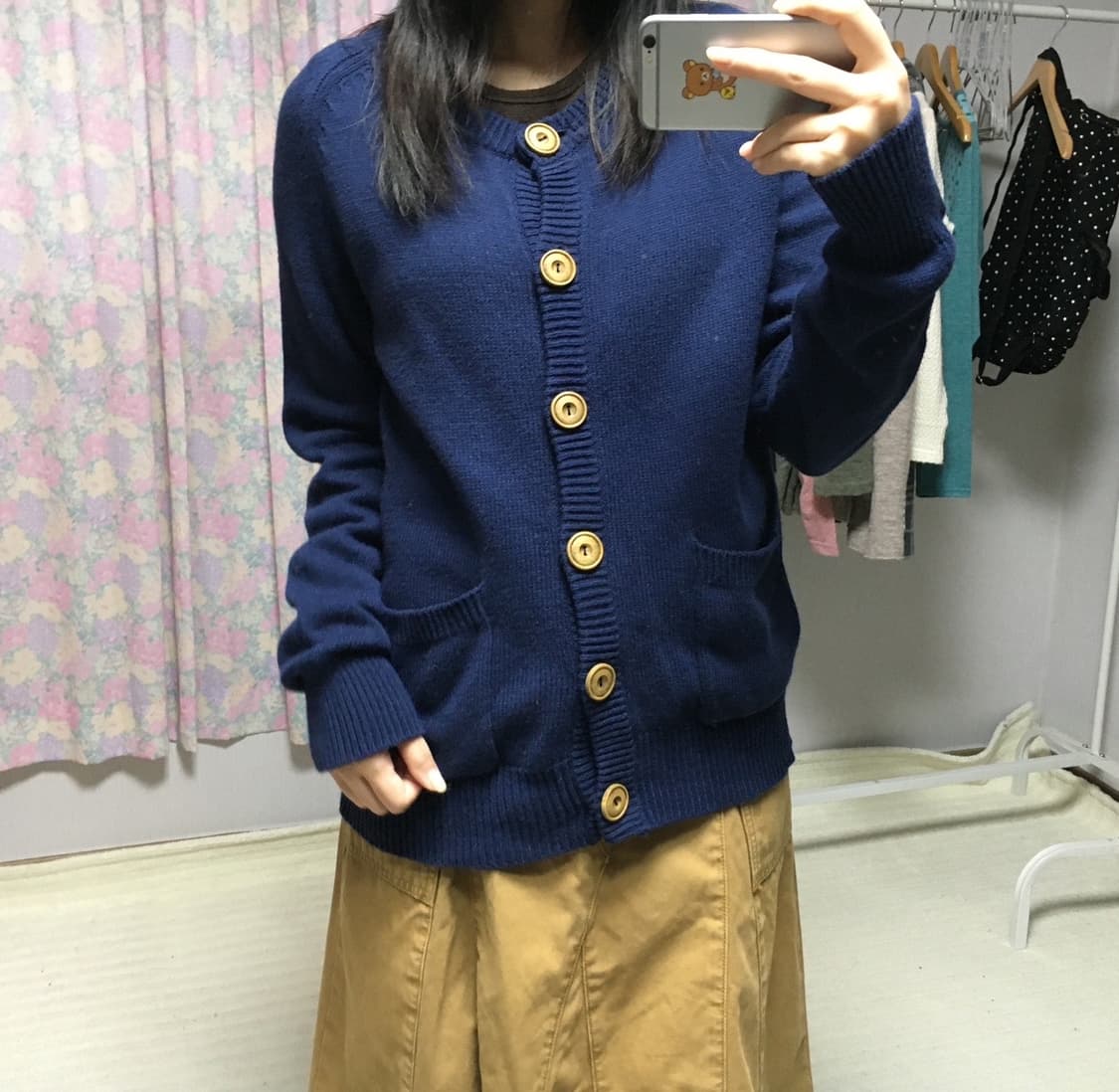 네이비 단추 가디건 상품이미지3