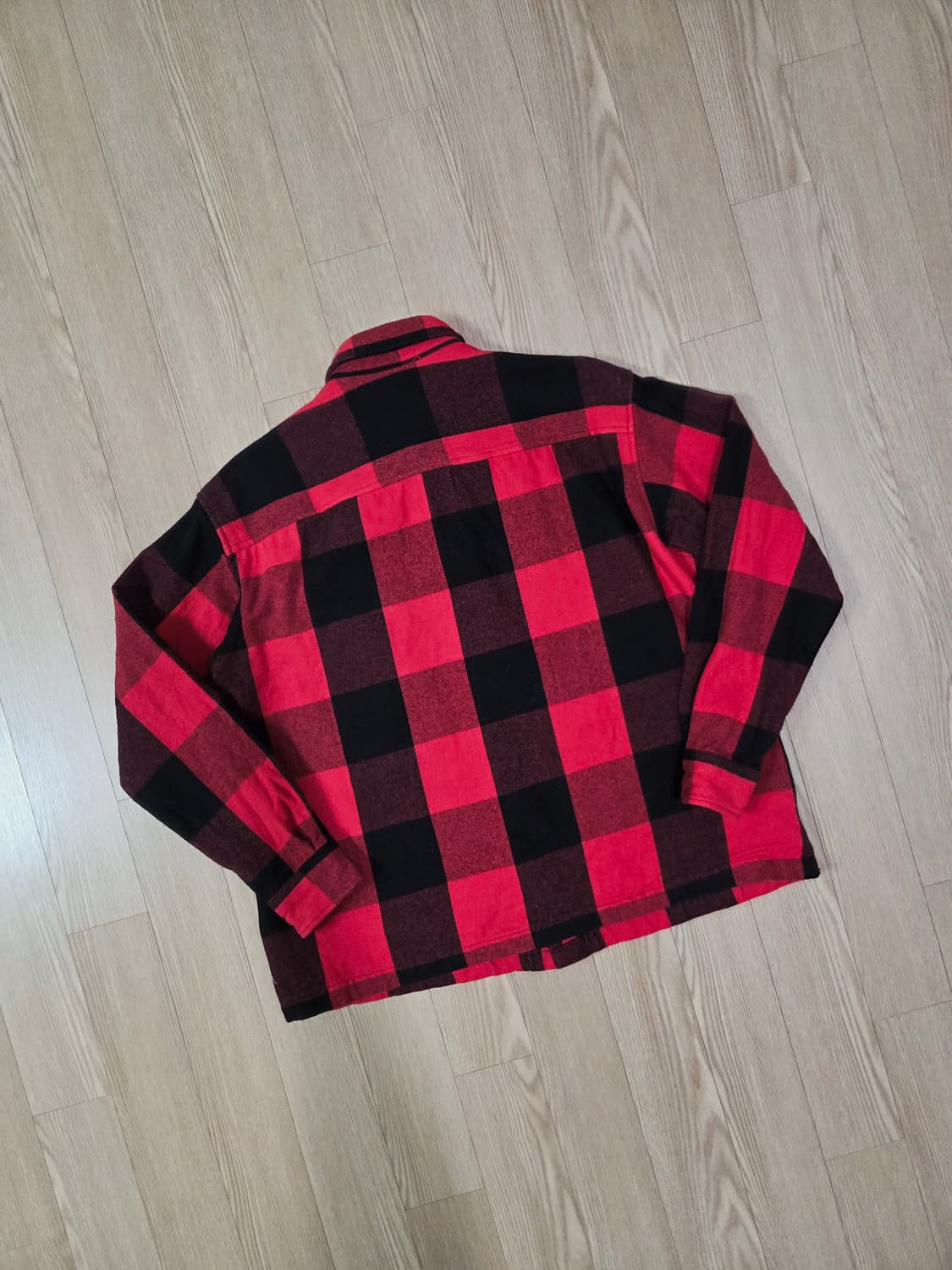 DEAR LAUREL 레드 체크 헤비 코튼 워크 셔츠 재킷 상품이미지5