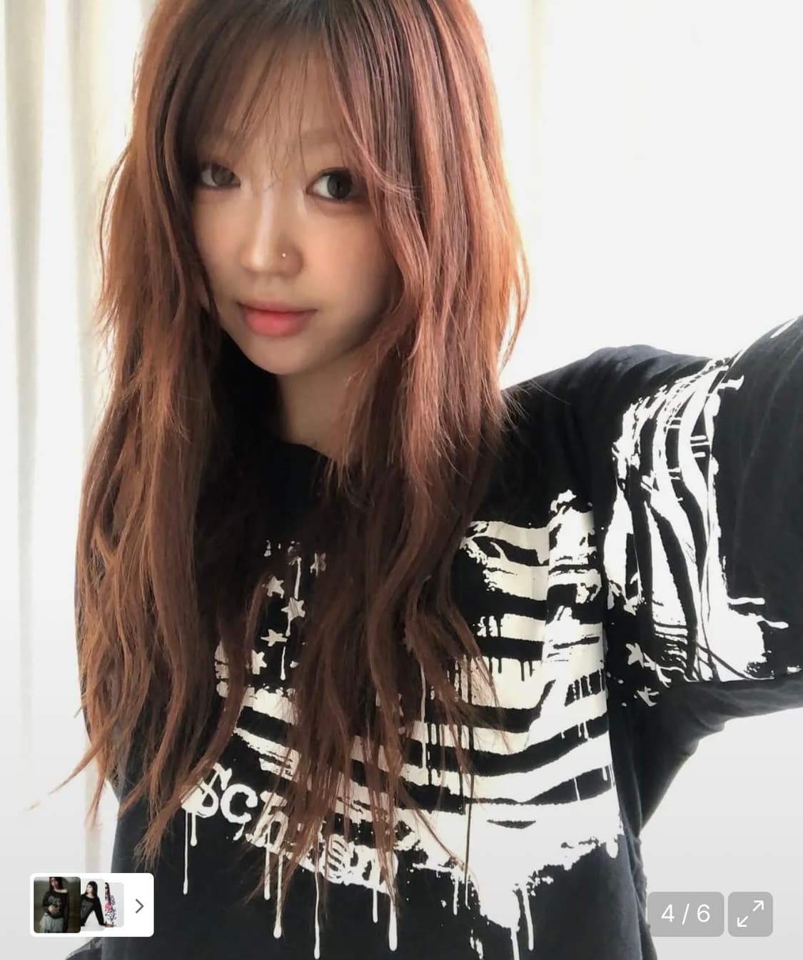 스키즘인듀싱 GRAFFITI FLAG LS TEE 롱슬리브 오프숄더 셔링 상품이미지3