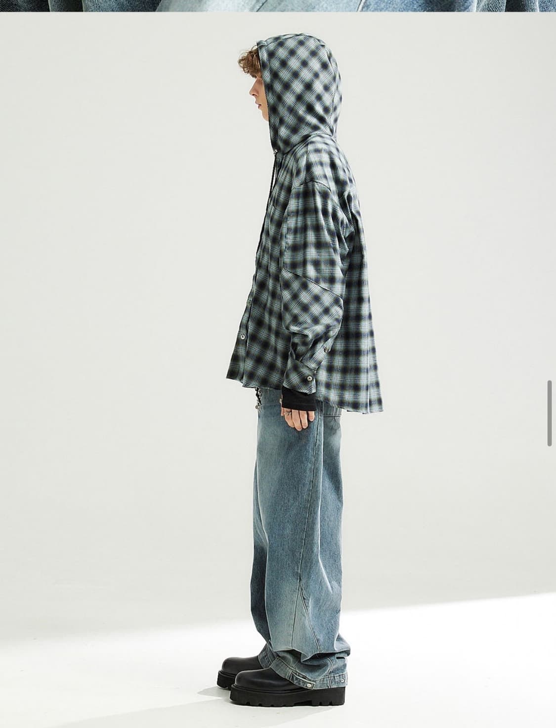 알렌느 - 체크 후드 블루 2사이즈 상품이미지2