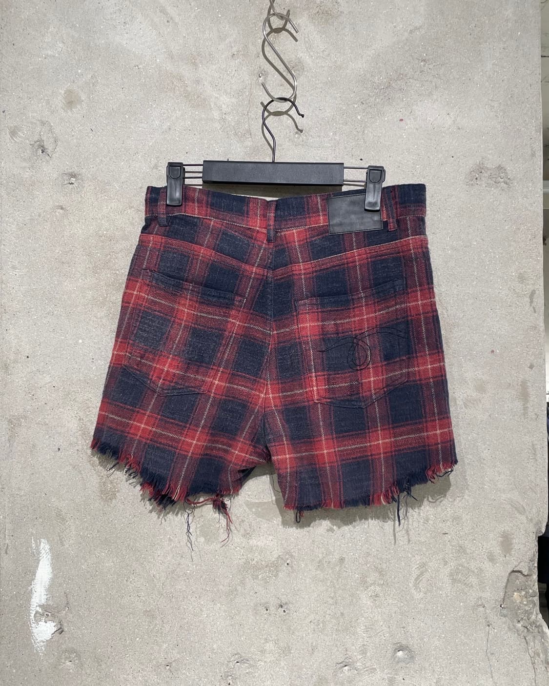 r13 마룬 플레이드 슈레딧 슬라우치 쇼츠 상품이미지6