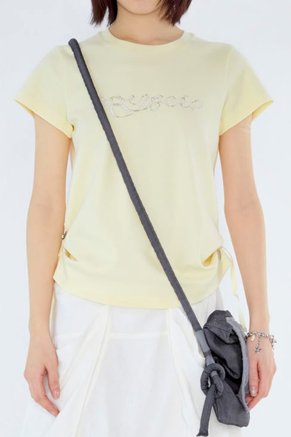 Coyseio Ribbon Side Strap T-Shirt Yellow 상품이미지1
