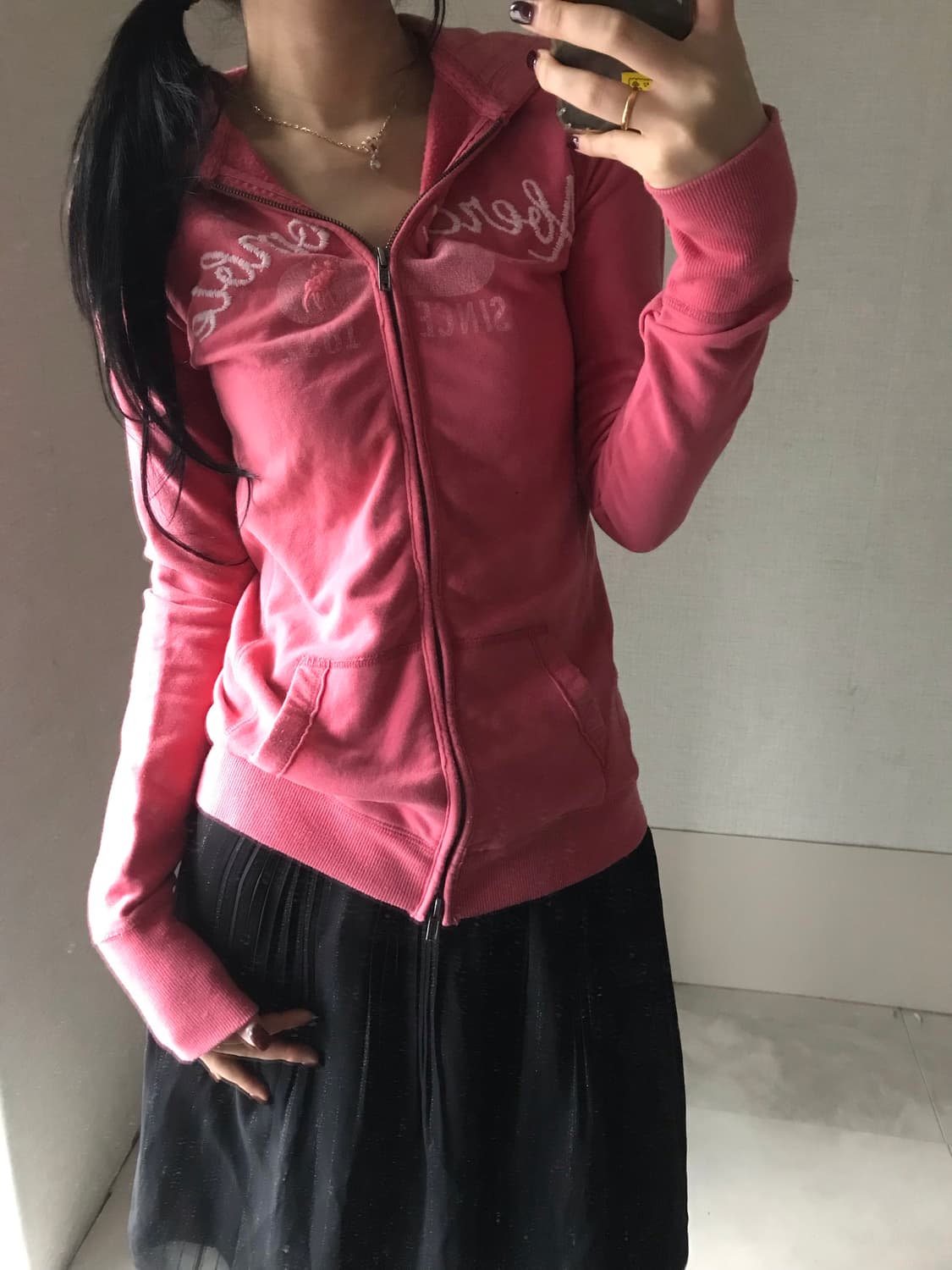 아베크롬비 핑크 딱붙핏 후드집업 상품이미지1
