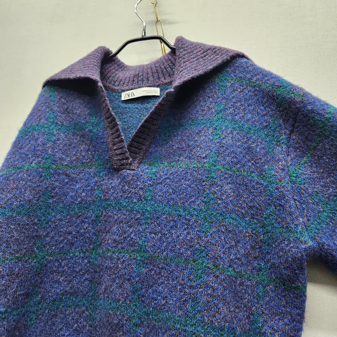 자라 ZARA 체크 카라 크롭 니트 M(L) 상품이미지3