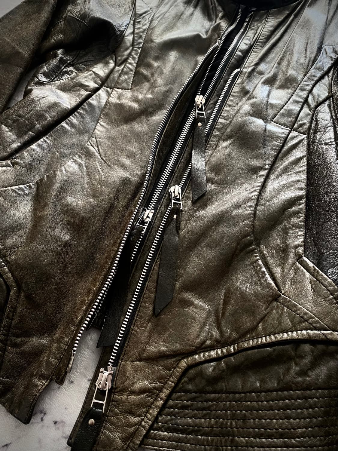 EKAM Double-Zip Leather Jacket 상품이미지3