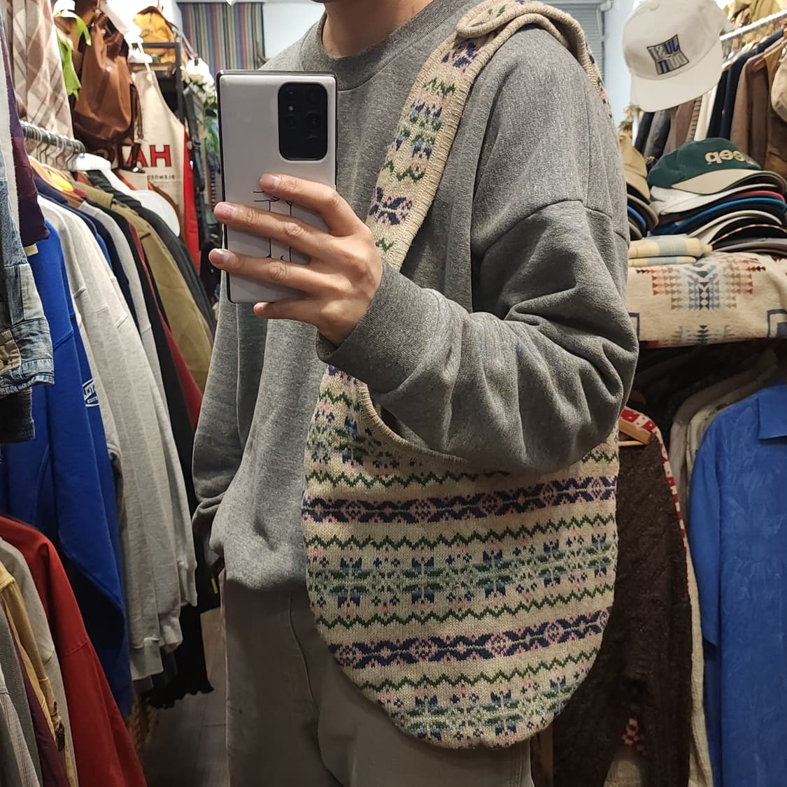 90s 폴로 페어아일 니트백 숄더백 토트 상품이미지7