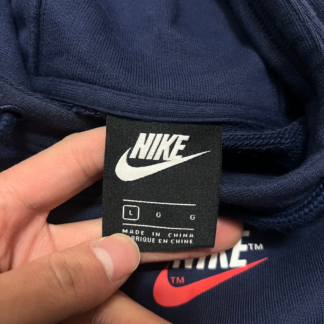 나이키 스포츠웨어 빅스우시 오버사이즈 배색 후드티 [네이비] L/100 상품이미지6