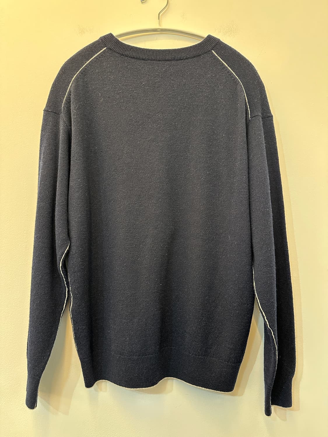 90) 라코스테 네이비 울100% 긴팔 니트티 상품이미지2