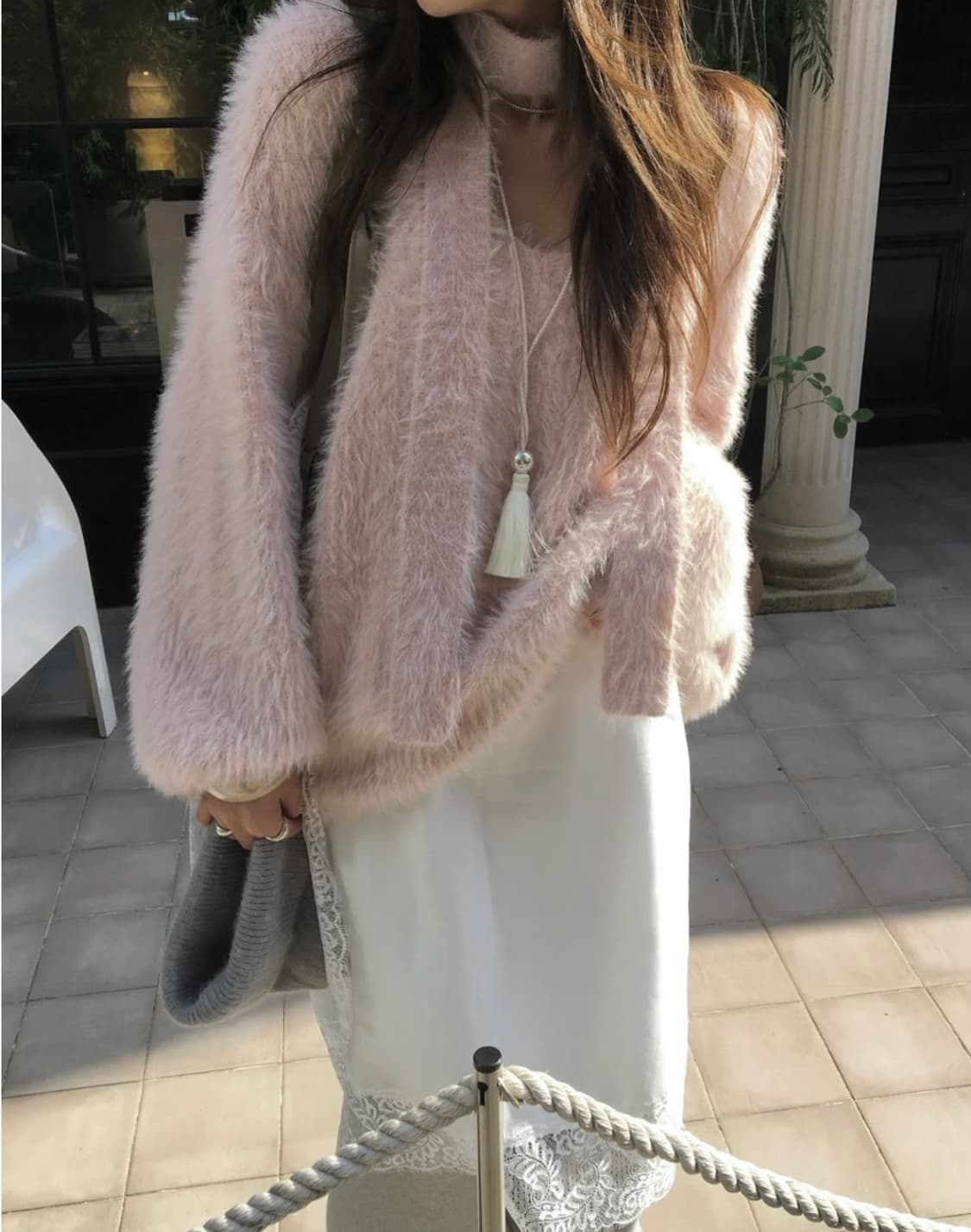 머플러 니트 세트 pink 상품이미지6