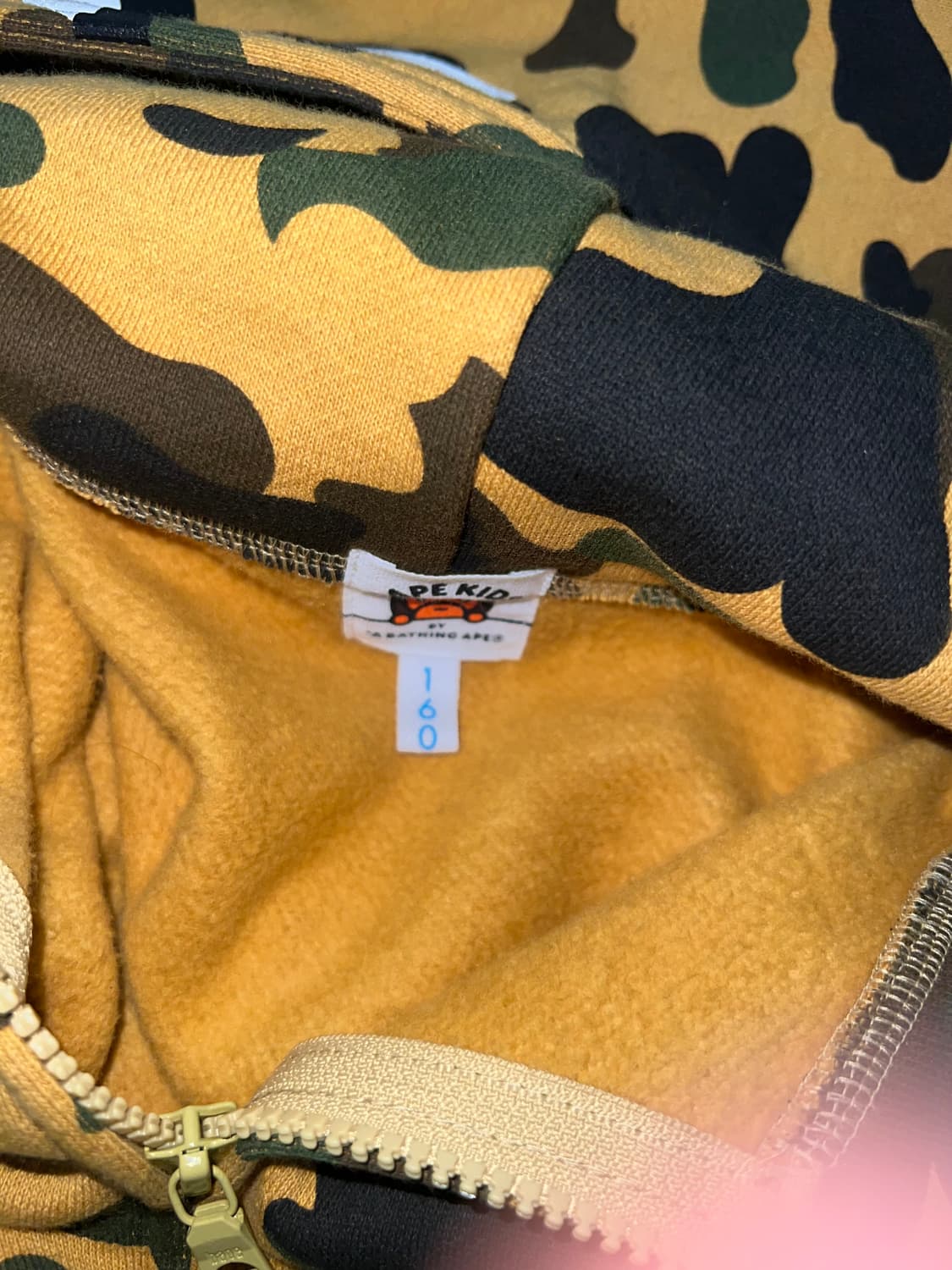 베이프키즈 카모샤크 후드집업 황계 160 초희귀 정품 100 상품이미지3
