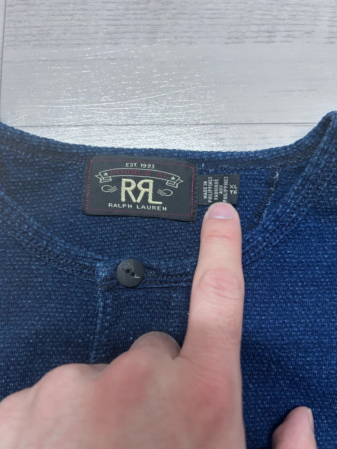 RRL 인디고 와플 헨리넥 반팔 XL 상품이미지3
