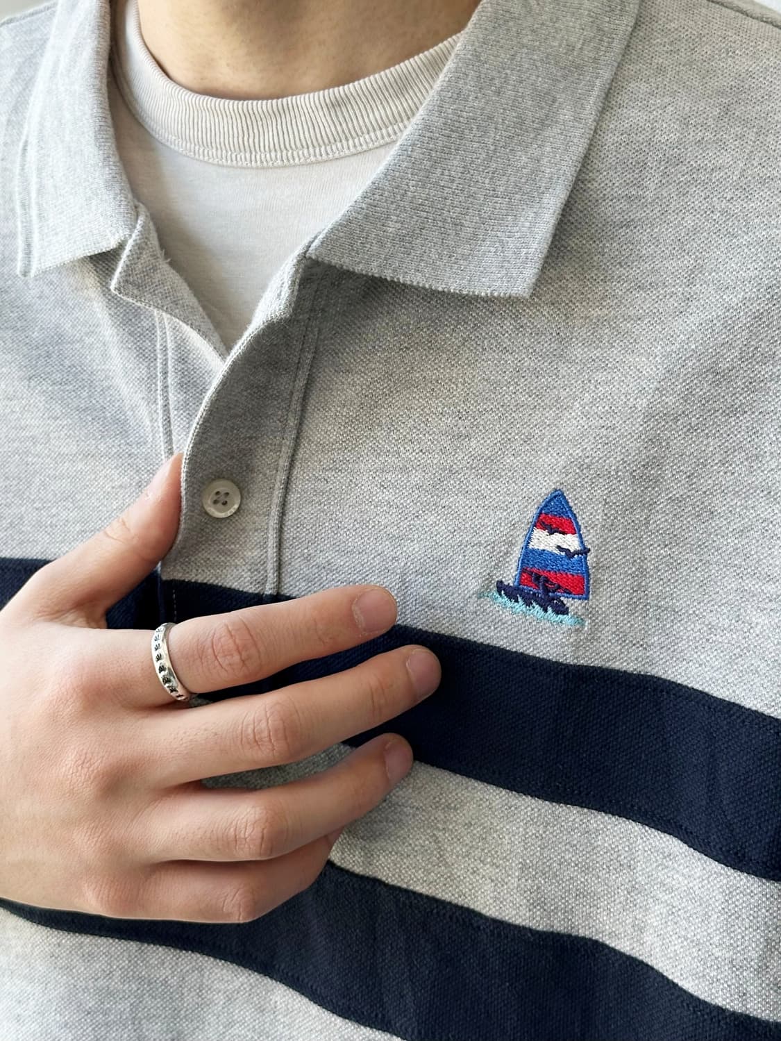 Cotton design patch pique shirt 상품이미지8