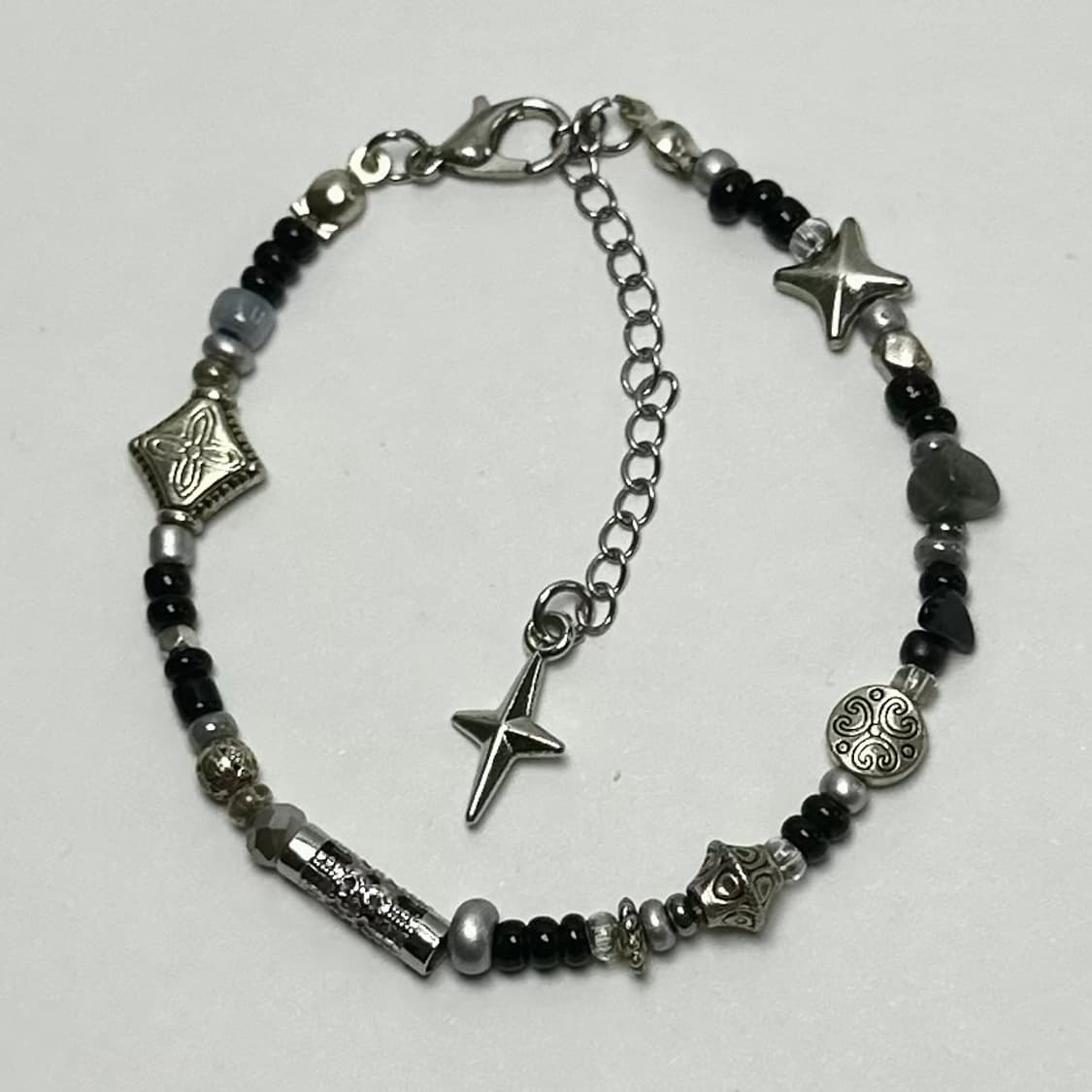 핸드메이드 비즈 팔찌 Blak/Silver 035 상품이미지4