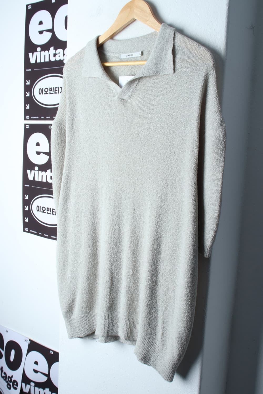 (XL-2XL) 키뮤어 반팔 카라 티셔츠 빅사이즈 부클 니트-H32069 상품이미지1