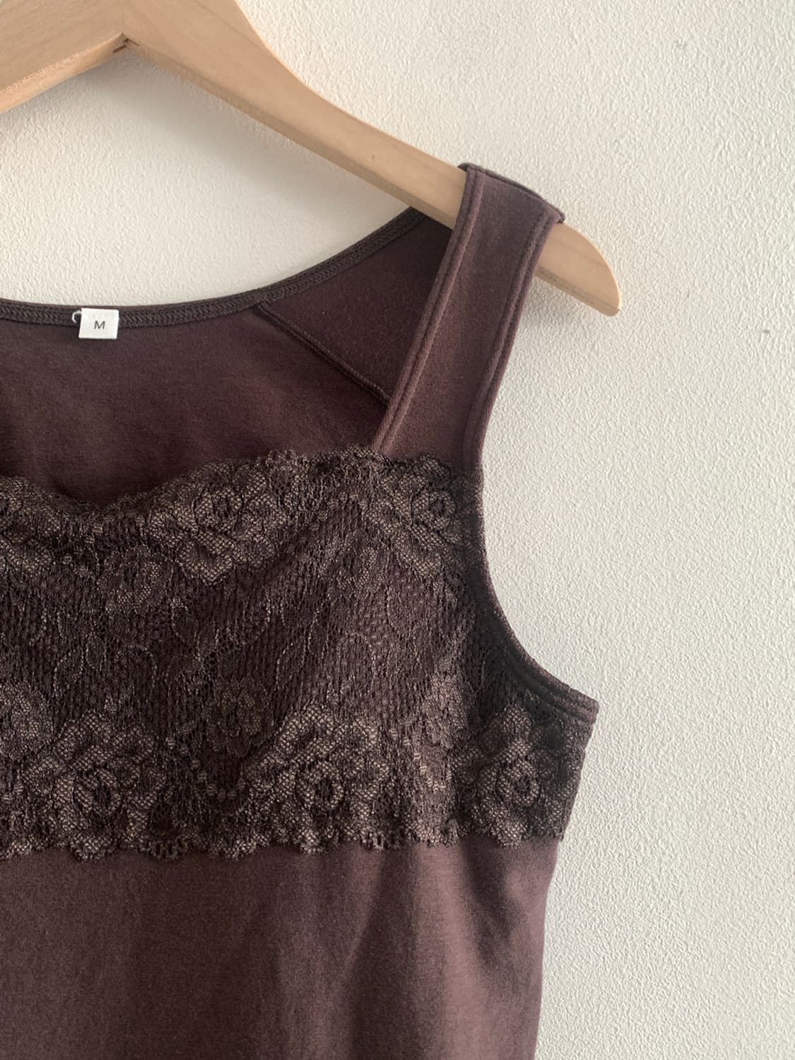 (Vintage)Lace Neck Sleeveless Top(Brown) 상품이미지2