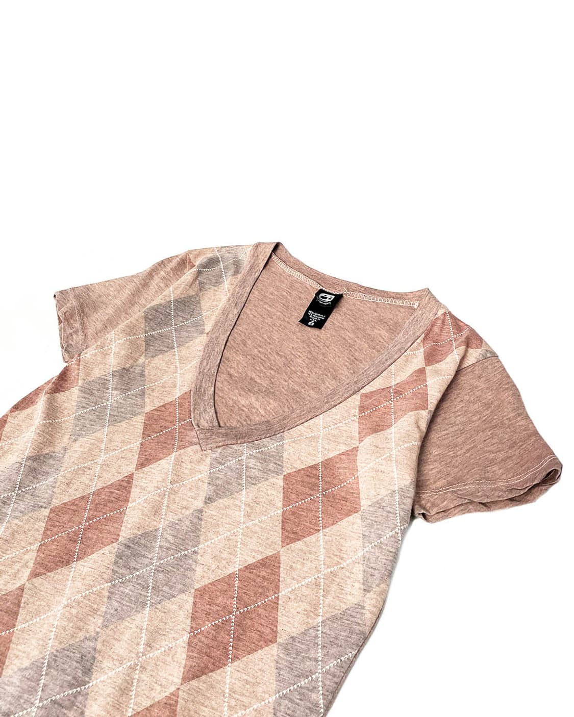 vintage 아가일 패턴 브이넥 티셔츠  상품이미지3