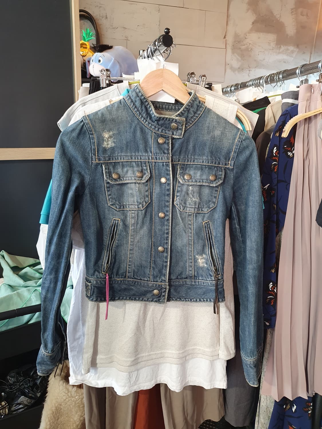 무배 VOV 데님 청자켓 빈티지 워싱 스타일 55사이즈 상품이미지1