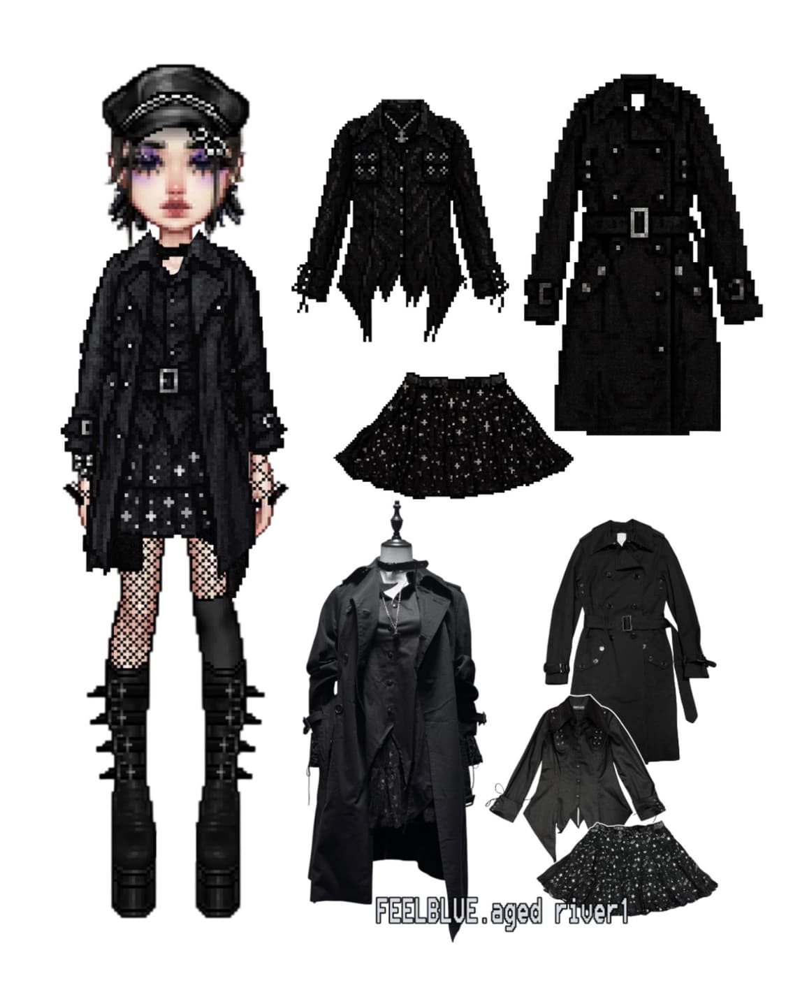Lace-Up Shirt & Star Skirt Trench Set 상품이미지10
