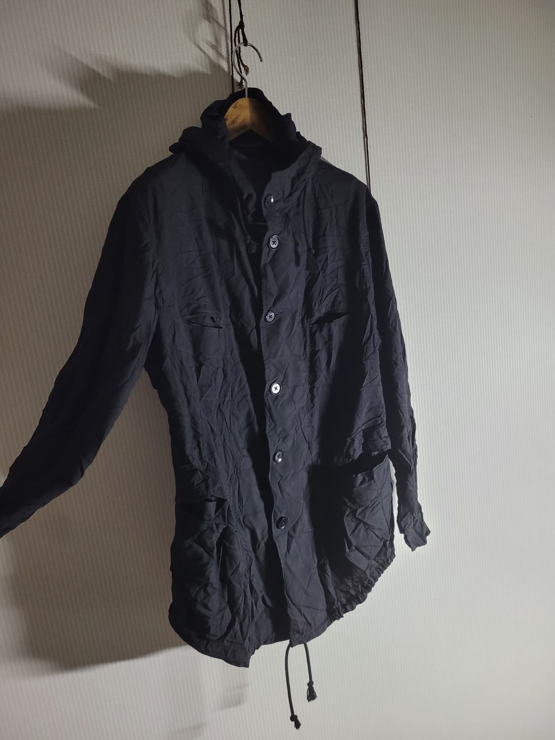 요지 야마모토 뿌르옴므 14ss주름가공 후드 자켓 상품이미지6