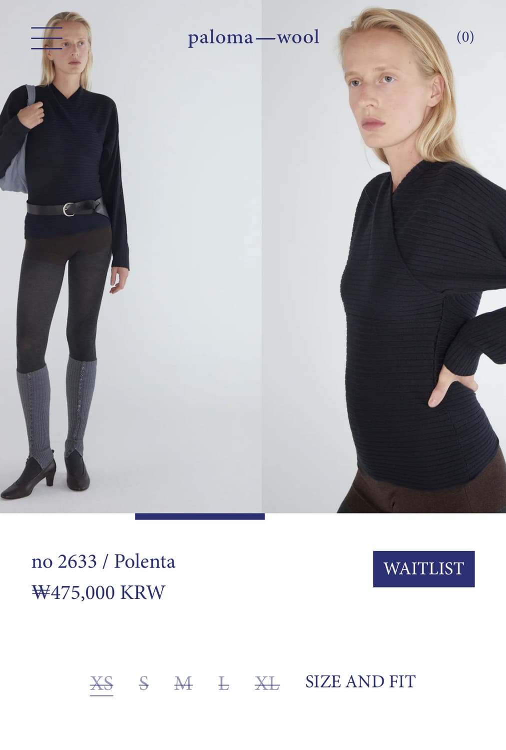 [S,M,L]팔로마울 Polenta 리브 크로스 롱 슬리브리스 탑 상품이미지7