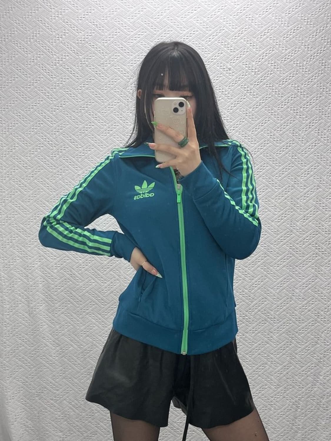 아디다스 레트로 Y2K 대장급 네온민트 져지 집업 100 C09140 상품이미지2