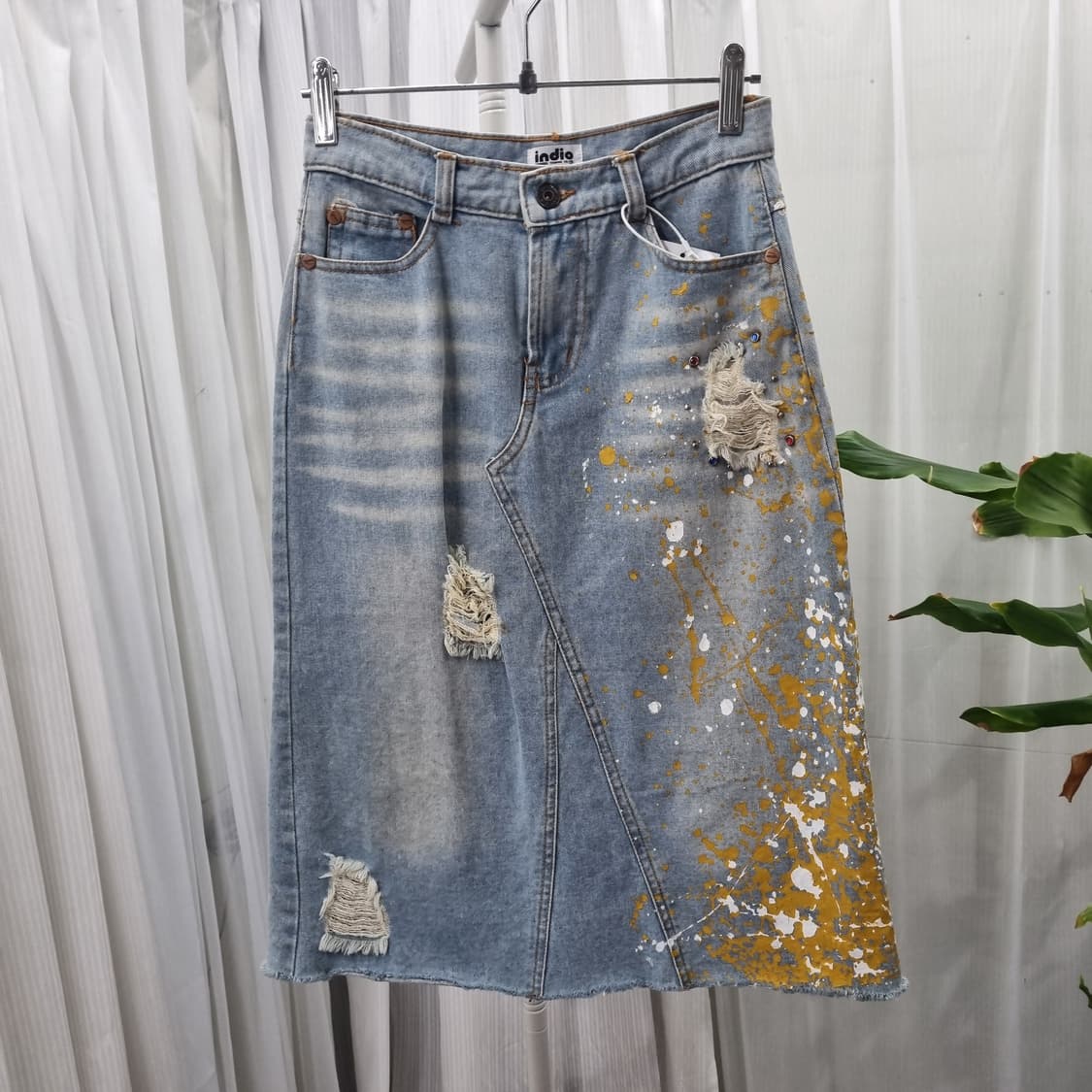 indio 빈티지 페인팅 데님 스커트 1784 상품이미지2
