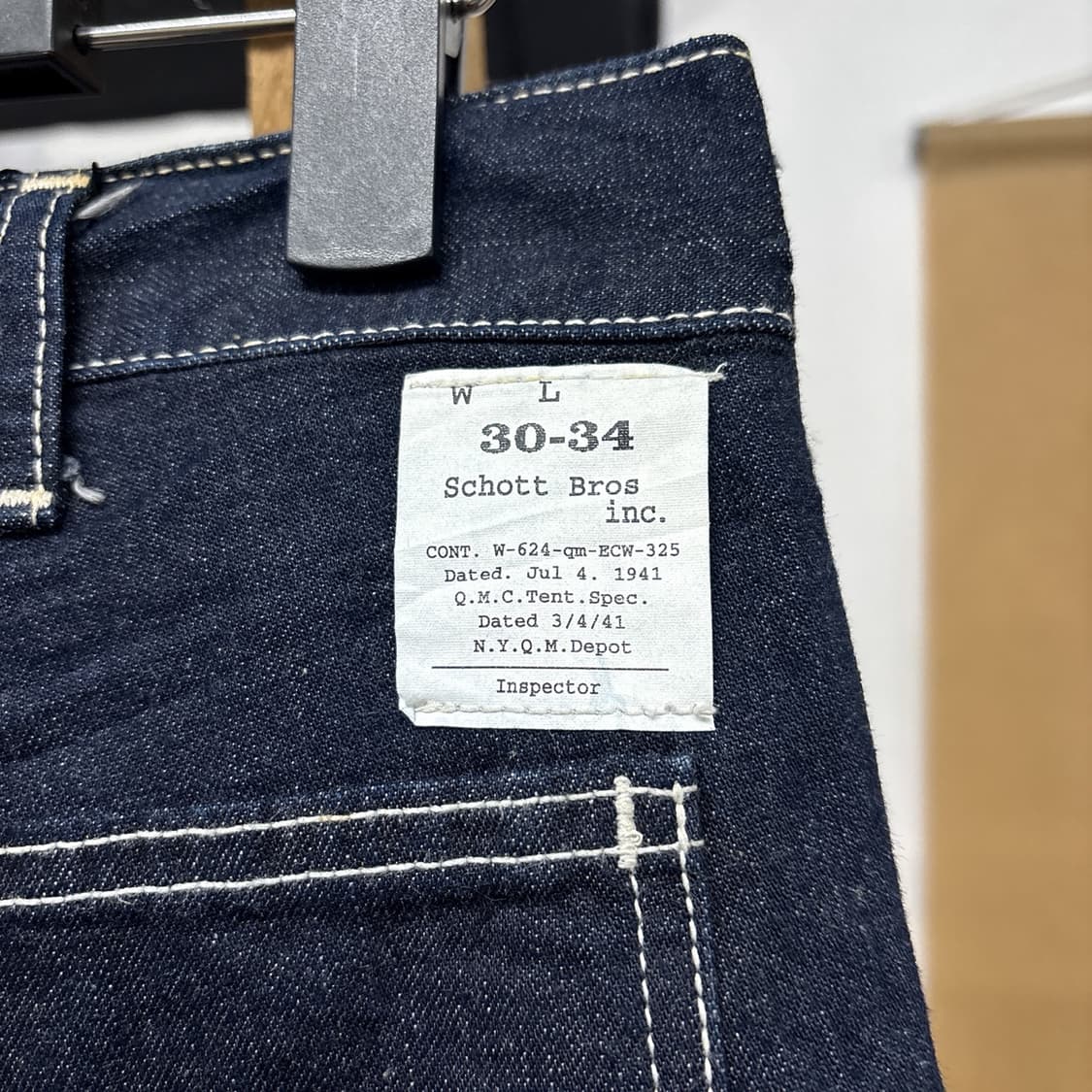 00s 쇼트 화이트 스티치 워크 와이드 데님팬츠 백패치 N775 상품이미지8