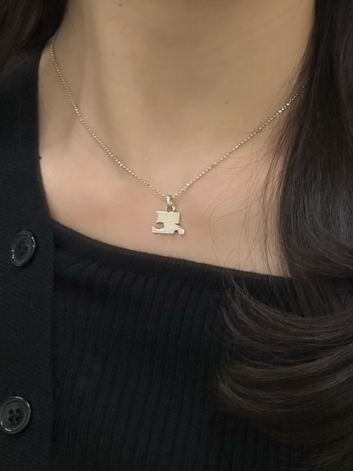 courreges / 꾸레쥬 실버 950 빅로고 목걸이  상품이미지9