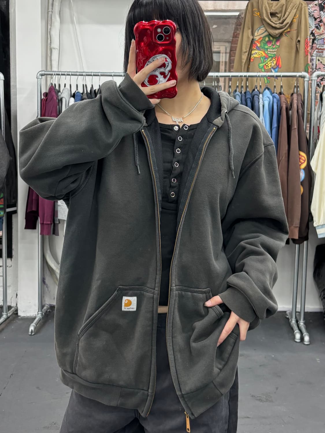 칼하트 써멀 블랙 후드집업 상품이미지2