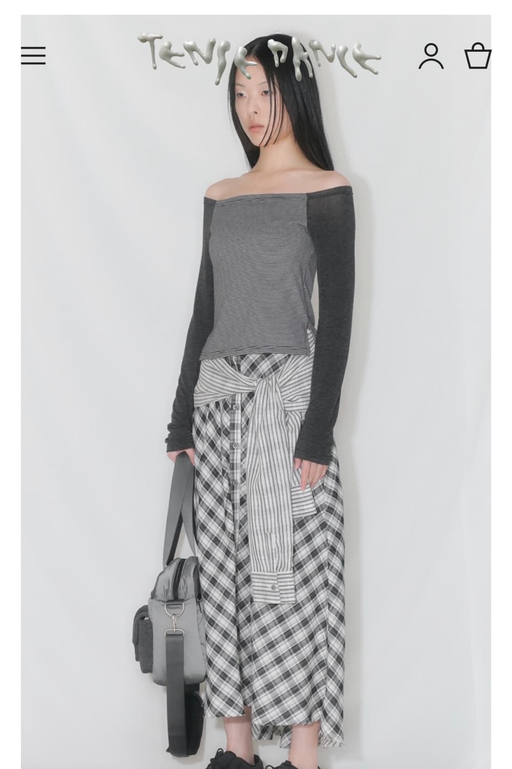 탠스댄스 Stripe off-shoulder_black  상품이미지4