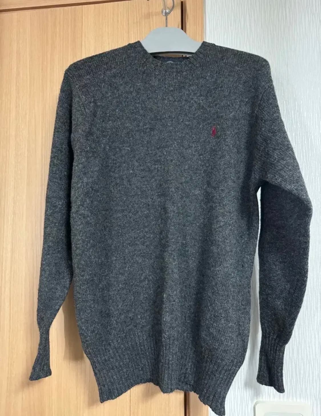 (빈티지) 폴로 라운드 니트 차콜 상품이미지1
